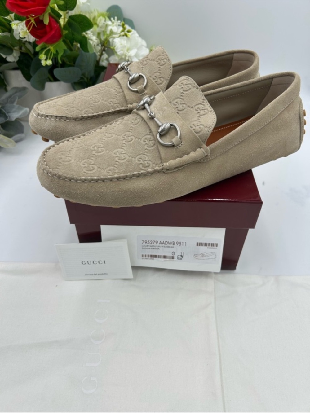 Men’s Gucci oatmeal GG Schweid driver loafer size 11 fits 12 US made in Italy - Picture 5 of 11